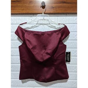 Options by Shani Size 8 Women's Formal Wine red Satin off shoulder Top